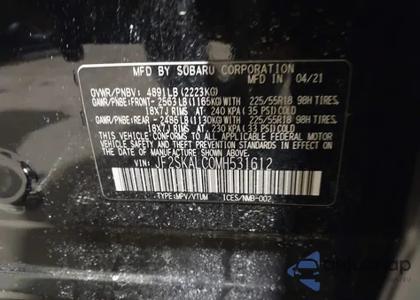 2021 Subaru Forester Sport из США, поврежденный, VIN JF2SKALC0MH531612